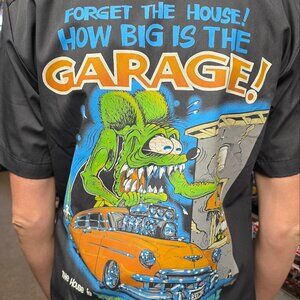 Rat Fink Ed Roth Dickies Work Shirt Charcoal Button Up Hot Rod Forget The House